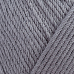 Skein of Rowan Handknit Cotton DK weight yarn in the color Slate (Gray) for knitting and crocheting.