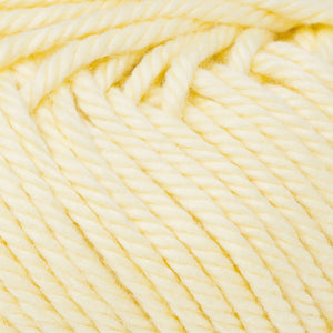 Skein of Rowan Handknit Cotton DK weight yarn in the color Sunshine (Yellow) for knitting and crocheting.