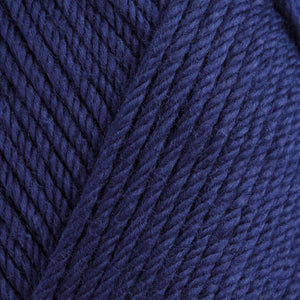 Skein of Rowan Handknit Cotton DK weight yarn in the color Turkish Plum (Blue) for knitting and crocheting.