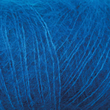 Load image into Gallery viewer, Skein of Rowan Kidsilk Haze Lace weight yarn in the color Laguna (Blue) for knitting and crocheting.
