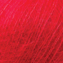 Load image into Gallery viewer, Skein of Rowan Kidsilk Haze Lace weight yarn in the color Ruby (Red) for knitting and crocheting.
