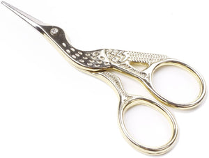 Stainless steel Stork-shaped Scissors for cutting yarn while knitting or crocheting.