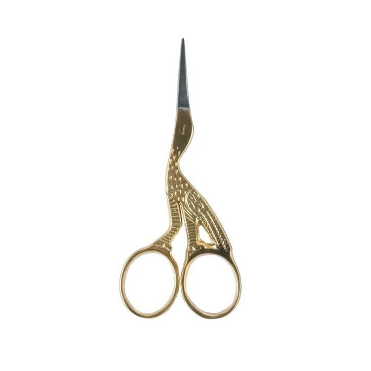 Stainless Stork Scissors for cutting yarn while knitting or crocheting.