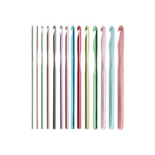 Load image into Gallery viewer, 14 different sizes and colors of Silvalume Aluminum Crochet Hooks

