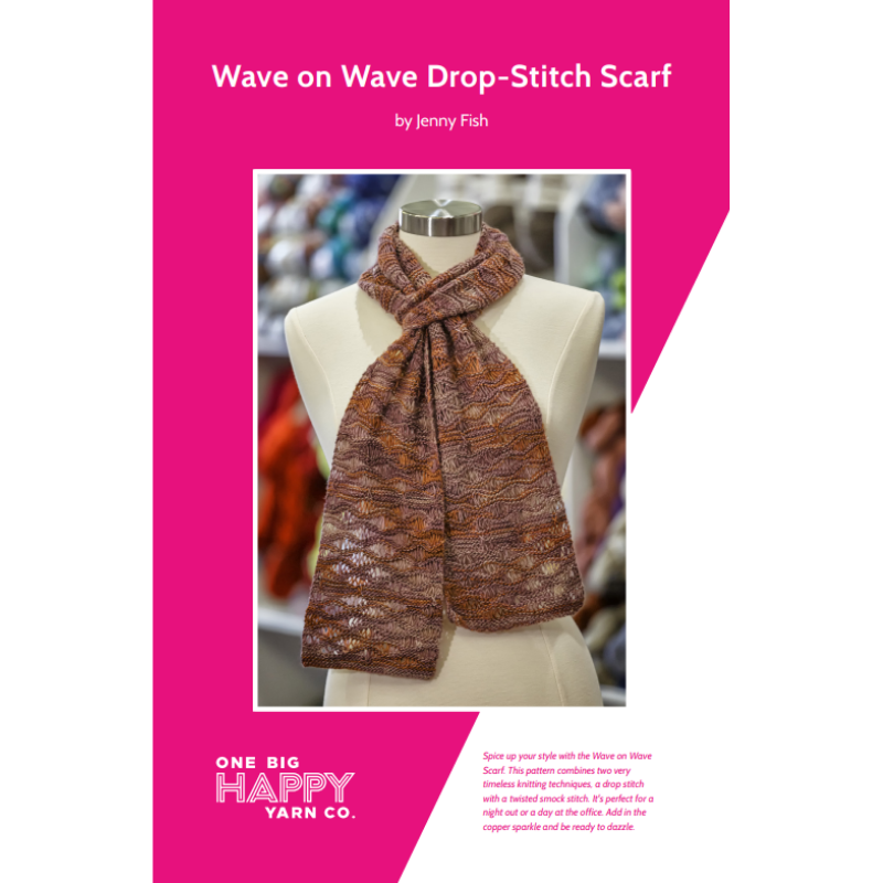 Wave on Wave Drop-Stitch Scarf Printed Knitting Pattern