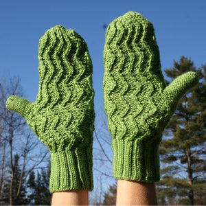 Beautiful mittens knitted with Cascade  Superwash-Sport yarn and a pattern from the Zig Zag Mittens Knit Kit.