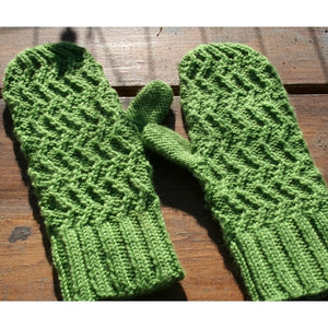 Beautiful mittens knitted with Cascade  Superwash-Sport yarn and a pattern from the Zig Zag Mittens Knit Kit.